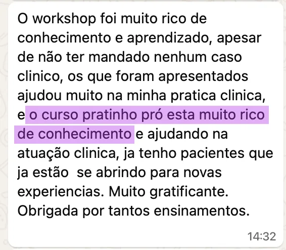 Depoimento de aluna de edição anterior do workshop